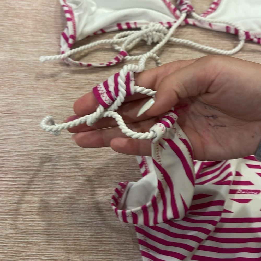 RAISINS PINK AND WHITE STRIPED ROPE STRING BIKINI - Picture 5 of 6
